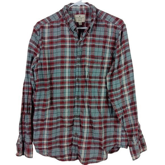 American Eagle Outfitters Seriously Soft Classic Fit Plaid Flannel Shirt Large - Picture 1 of 8